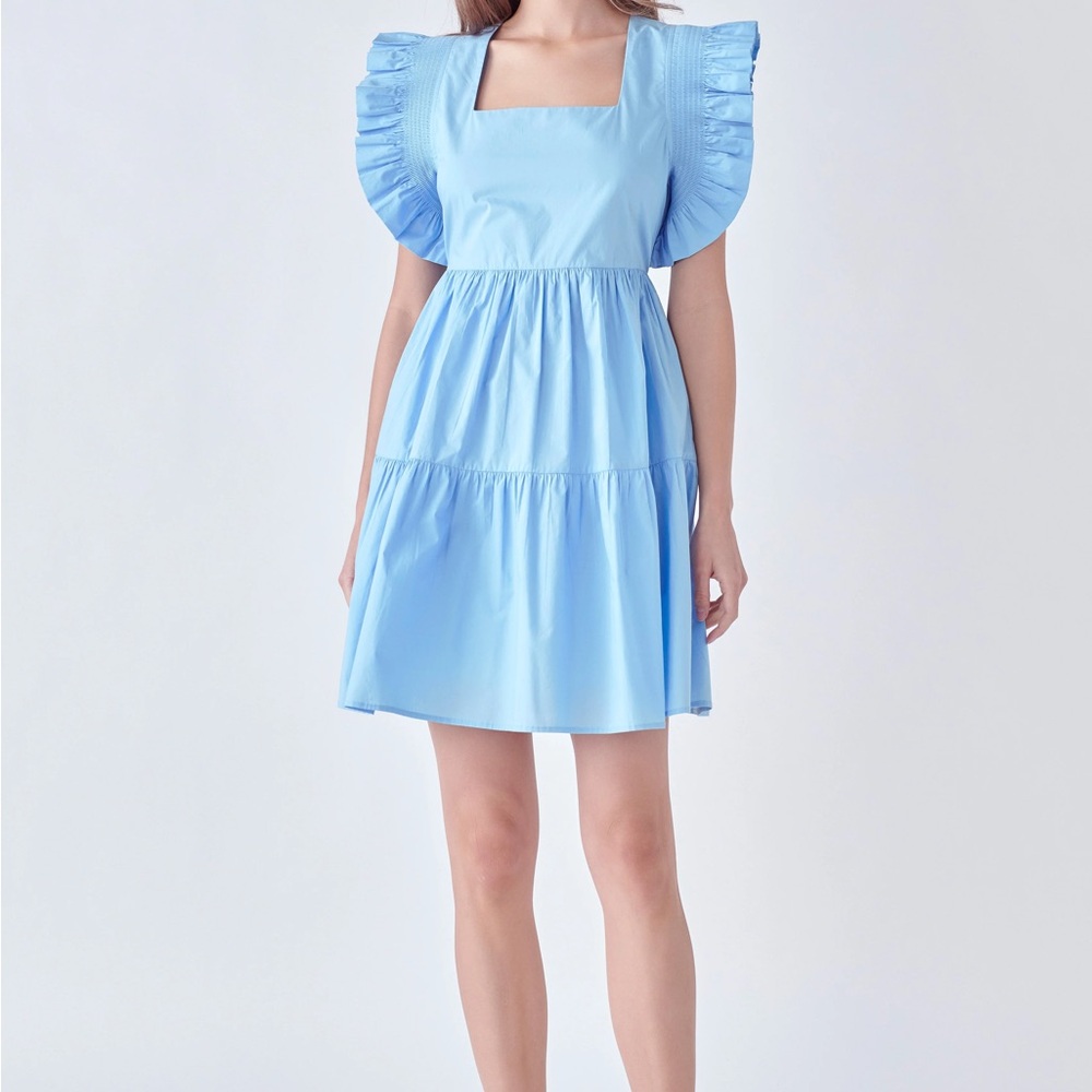English Factory Smocked Sleeve Dress - Size SMALL